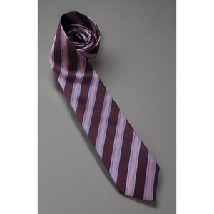 Bresciani Neckwear Tie Purple Pink Diagonal Stripe Pattern 100% Silk JBHS